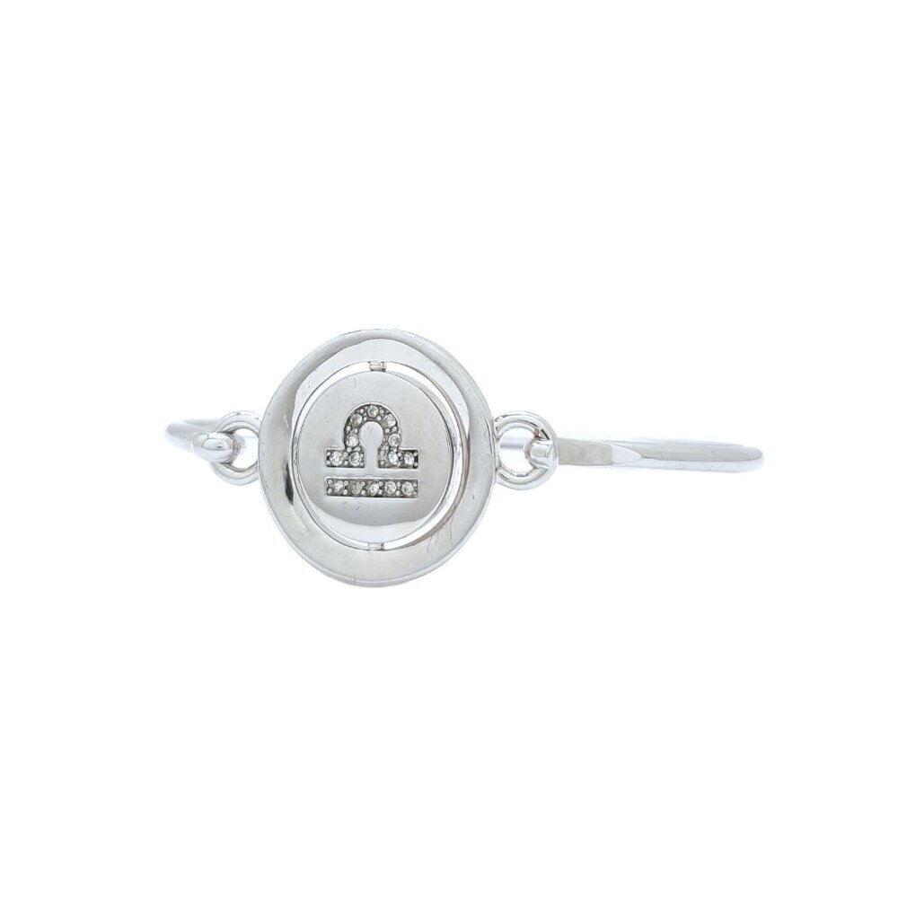 Carolee Libra Zodiac Sign Silver Tone Double Sided Charm Bangle Bracelet